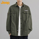 JEEP Jeep shirt men's spring and autumn long-sleeved shirt work jacket loose casual clothes men's military green 4XL