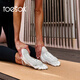 Toesox yoga socks, Pilates socks, toe socks, non-slip sports socks, Bellarina series, oatmeal color S (size 34~38)