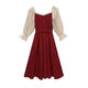 
White Mu Mu Toast Red Dress for Women's Native Year Bride Sense Red Skirt Small Dress Engagement Can Be Wear Red Five-Cents Sleeve High Quality L Recommended 100-120Jin [Jin equals 0.5 kg]
