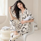 
Modal 100% cotton pajamas for women in summer short-sleeved trousers pure cotton sweet and cute casual thin home clothing set AM695 women L
