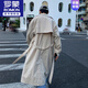 
ROMON British windbreaker jacket men's design sense high-end spring and autumn over-knee handsome mid-length coat summer loose casual AA khaki XL