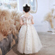 Little Kayi Dicke Kinderkleid Prinzessin Rock Blume Kinder Hochzeitskleid High-End Piano Performance Kostüm Girl Geburtstag Little Host Performance Kostüm Herbst Champagner Farbe