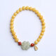 Longyin Beeswax Bracelet Amber Bracelet Women's Zodiac Year Men Hetian Jade Four-leaf Clover Fu Zi Nanhong Birthday Gift CS 5MM Single Circle Beeswax Four-leaf Clover Fu Zi