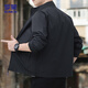 ROMON jacket men's autumn jacket men's business casual cadre top stand collar young and middle-aged men's ZH9908 black XL