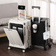 
Yixuan front open cover aluminum frame suitcase for men's business can board the plane multi-functional small check-in trolley case Business gray (aluminum alloy frame + double enclosed inner lining) 20-inch [USB+ cup holder + side hook + bracket]