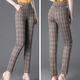 Langwei Ferri Plaidhose für Frauen Frühling und Herbst Neue Frauen mittleren Alters mittleren Alters und elastischer schlanker Graugitter [Elastische Taille] 983# Fleece L [105jin [Jin entspricht 0,5 kg] ~ 115jin [Jin entspricht 0,5 kg]]