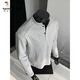 Woodpecker (TUCANO) gray Henry collar long-sleeved T-shirt for men 2025 new casual loose POLO shirt youth cleanfit sweatshirt black XL