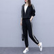 Zhidou dou dou dou dou dou dou dou dousize Frauen-Sommeranzug Sweatshirt Sportswear Leicht fett mm schlampig und versteckt Fleisch bedecken Bauch losen Mutteranzug zweiteiliger Set 693 Schwarzer Frühlings- und Herbststil regulär 5-fach einzelner Größe Jianyi 180-200jin [Jin gleich 0,5 kg]