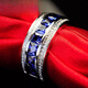 Tanzanite ring YANOR sapphire men's single row diamond imitation spot No. 14-16 circle wide version blue