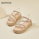 
Daphne wedge sandals for women soft sole comfortable thick sole sponge cake shoes for women fashionable cowhide lightweight and versatile height-enhancing women's shoes 4622303017 Beige 38