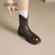 Zhuosini thick-soled short boots for women 2024 winter new spring and autumn single boots retro thin plus velvet British style Martin boots for women brown-single 38