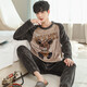 Pyjama masculin pour hommes en automne et flanelle d'hiver épais chauds d'âge moyen et jeunes étudiants dessin animé coues rond vêtements de maison d'hiver wyex3881 Men de la taille (recommandée 90-115 Jin [Jin est égal à 0,5 kg]) toute taille
