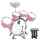 Hübsche Kindertrommeln, Jazz-Drum Music Toys 2 Percussion Instruments 1 frühkindliche Bildung 3-6-jährige Jungengeburtstagsgeschenk 5 Pulver: mit Bodentrommel 5 Schlagzeug 1 Becken mit Drum Score + Drum Aufkleber