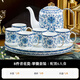 Hanming Jingdezhen Enamel high-end tea set complete living room household ceramic kettle and cup set moving to new home gift with tea and water separation 8-piece set | gift box