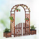 Puerta al aire libre con puertas en el patio, puertas de cerca de madera anticorrosión en el jardín, puertas de madera de doble madera en las puertas de madera maciza de madera, puertas de cerca con columnas 12050 de color carbonizado
