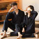 Modal couples pajamas spring and autumn pure cotton long-sleeved simple and comfortable pajamas men can wear outside pajamas autumn and winter home clothes AN300502 male + 601 white L female + male 2XL