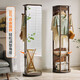 JIAYI multifunctional rotating dressing mirror solid wood full-length mirror fitting mirror floor-standing mirror with clothes hanger for home use upgraded rotating style frameless walnut color