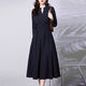 Aosijie High-end Frand French Dress для женщин 2025 весна и осенью Новая корейская версия обтягивающую талию и похудение в средней длине юбка для рубашки с V-образным вырезом легкая военная зеленая l