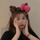 Danqin leopard print plush face wash ear headband women's headband new pressed cute bow headband hair bundle hairpin headdress bow cat ear headband