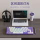 Ajazz AK680 Clavier mécanique filaire, capuchon à double clé, clé 68, berceau à chaud, clavier mécanique personnalisé, effet d'éclairage de couleur mixte, portable et compact, violet et blanc, rouleau de thé