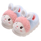 Candy astringent children's cotton slippers, winter plus velvet, thickened, warm, soft sole, non-slip, home cartoon rabbit, boys and girls, baby cotton slippers, heel included, pink, size 22-23, inner length 14cm