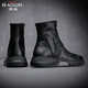 Bottes masculines australiennes, chaussures hautes hautes, hommes plus velours en cuir soft en cuir doux martin, bottes en cuir britannique, chaussures en coton, chaussures d'hiver, bottes Chelsea, noir (plus velours) 42