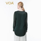 VOA100% mulberry silk double-sided satin 40mm heavy green round neck long sleeve one-button silk T-shirt BE687 Green Shade Ranran (G06) M