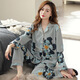 Modal pajamas women's pure cotton long-sleeved spring, autumn and winter cardigan large size loose middle-aged mother's home clothing set XEQ9906 L - weight 100-120Jin [Jin equals 0.5 kg]