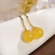 Chengyuanxiang CREORISETINS925 sterling silver gold-plated natural amber beeswax bead earrings, light and luxurious ladies' earrings, beeswax pair