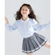 Mucmukn Blues Academy Girls Ballet Academy Style Lace Shirt Medium and Large Children's Blue and White Striped Bow Top Blue and White Strips 120cm