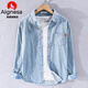 
AIGNESA denim shirt men's spring and autumn long-sleeved shirt casual light blue men's jacket pure cotton outer shirt Z723 blue (size, normal order) Regular L 110-120Jin [Jin equals 0.5 kg]
