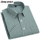 JEEP SPIRIT100 cotton men's plaid short-sleeved shirt for middle-aged and young casual cotton thin model plus size half-sleeved shirt F983 green and white small plaid 39[110-120Jin[Jin equals 0.5 kg]]