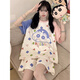 Ningmeng Fat Girls Großgröße Pyjama Pyjamas Hosen Sommer Kurzarm Thin Cette Cartoon Junior High School Schüler plus Fat MM Home Clothing Z-9928 m (geeignet für 80-100jin [Jin entspricht 0,5 kg])