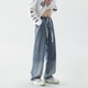Foss Phil Jeans Summer Hole Loose Work American pantalones Trendy Brand High Street Retro de pierna ancha Men SS-5009 Black Grey XL (recomendado 130-150jin [Jin equivale a 0.5 kg])