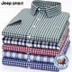 JEEP SPIRIT100 cotton men's plaid short-sleeved shirt for middle-aged and young casual cotton thin model plus size half-sleeved shirt F983 green and white small plaid 39[110-120Jin[Jin equals 0.5 kg]]
