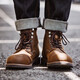 Maden's top layer 8111 work boots men's shoes genuine leather American retro outdoor paratrooper boots vintage motorcycle boots Martin boots beeswax color Maden's work boots 42