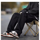 
POUM men's spring and summer long pants men's trendy brand 2025 new work pants men's vibe style straight casual pants men SM-DS19 dark gray XL [120-140Jin[Jin equals 0.5 kg]] The size is small and it is recommended to take a larger size