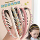 BARY REEF Girls' Floral Fabric Children's Pressed Hairpins Broken Hairbands with Teeth Anti-Slip Korean Cute Princess Doesn't Hurt Her Head Fashionable Summer Green Floral Hairbands