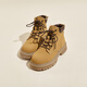 Yunshun Snow Big Yellow Boots Martin Boots Women's New Summer Summer Spring and Autumn Single Boots Women's Bumblebee Short Retro Inner Enhancement Retro Mid-top Leather Boots [Yellow] 38