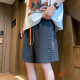 鲁宾克短裤男士夏季美式潮牌字母压花五分短裤子男宽松直筒休闲运动中裤 7029杏色 M (建议体重85-100斤)