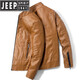 JEEP SPIRIT皮衣外套男春秋新款工装百搭衣服休闲潮牌男装秋冬加绒冲锋皮夹克 9923黑色 L