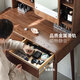 Genji Muyu solid wood dressing table ash wood simple dressing table 0.9m with shelf four-legged dressing table + makeup stool matte gray