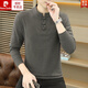 Pierre Cardin (pierre cardin) stand collar long-sleeved t-shirt men's spring and autumn Chinese style Henry collar polo shirt trendy autumn wear inner base t 8806 gray M