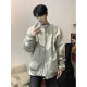 Zhidoudoupou chaqueta para hombres de primavera y otoño estilo corto guapo top tendy americano high street uniforme de béisbol ltt-7374 gris real es gris talla única m
