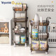 Yeya snack truck storage rack trolley baby supplies storage mobile snack rack kitchen storage rack floor Light luxury crystal clear European gray-4-layer push cart