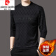 Pier Cardin Autumno de alta gama e invernal sudadera de terciopelo para hombres camiseta de manga larga camiseta engrosada de la base en espesas de mediana edad para hombres de mediana edad T F9902 Velvet negro 190/4xl adecuado para el peso 190-220Jin [Jin equivale a 0.5 kg]