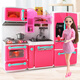 [70% nuevo] AOZHIJIA Fashion Kitchen de lujo Conjunto de muñecas yitian Barbie Doll Box Doll jugando juguetes de la casa Refrigerador de microondas Juguetes para niños Juguetes para niños Regalos de princesa