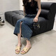 
Xier slippers for women wearing summer anti-slip flat-soled fashion home sandals fairy little fragrant pearl flip-flop beach sandals French small fragrant slippers khaki color [37]