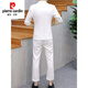 皮尔卡丹（pierre cardin）男士西服套装韩版修身一套夏季薄款潮流帅气休闲七分袖夏季小西装 夏款832白色 2XL