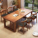 Page Taro 2025 new Chinese style home living room dining table integrated large table simple solid wood multi-person reading table workbench CR9901# walnut color single table 140x80x75